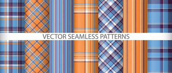 Establecer Vector Fondo Sin Fisuras Comprobación Tela Patrón Textil Tartán — Vector de stock