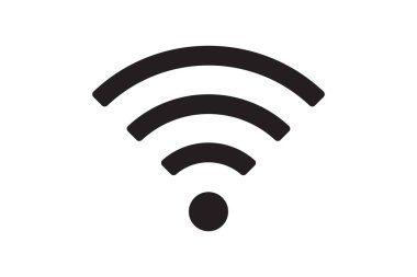 Wi-Fi sembolü sinyal bağlantısı. Kablosuz internet teknolojisi işareti. Wifi ağ iletişim simgesi. Radyo anten tasarımı.