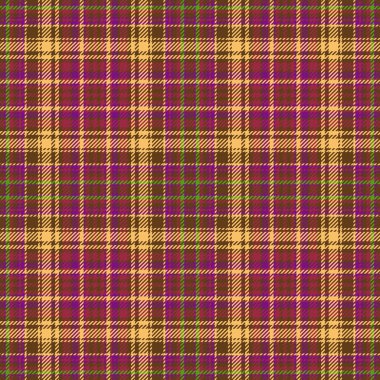 Ekose vektör arka planı. Kalıpsız tekstil. Kumaş dokusu yeşil ve turuncu renklerde tartan kontrolü.
