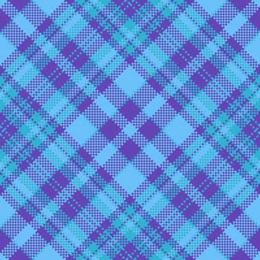 Arka plandaki tartan pürüzsüz. Vektör ekose desenli. Kumaş dokusu mavi ve mor renkli tekstil denetimi.