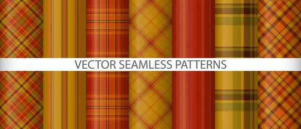 Nastavit Textilní Kostkované Pozadí Bezešvé Vektorové Textilie Sbírka Tartanů Pro — Stockový vektor