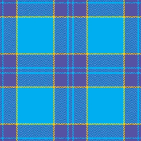 Plaid Seamless Pattern Blue Check Fabric Texture Vector Textile Print — Stock Vector