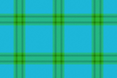 Doku kumaşı. Kusursuz desenli ekose. Tartan arkaplan vektörünü mavi ve yeşil renklerle kontrol et.