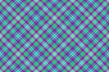 Tartan tekstil geçmişi. Kalıplı kumaş ekose. Yeşil ve mor renklerde kusursuz doku vektörü kontrolü.