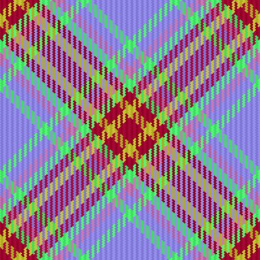 Ekose desenli kontrol. Arka plan vektör tekstili. Mavi ve pembe renklerde desensiz ekose kumaş..