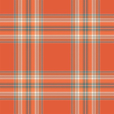 Ekose desenli turuncu. Kumaş dokusunu kontrol et. Vektör tekstil baskı tasarımı.