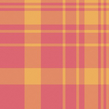 Kumaş kumaş dokusu. Tekstil deseni kusursuz. Arkaplan ekoseli vektör denetimi kırmızı ve turuncu renklerde.