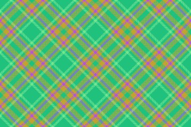 Kumaş taraması. Vektör ekose kumaş. Yeşil ve pembe renklerde kusursuz desenli tekstil.