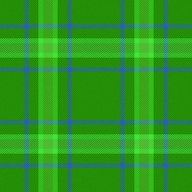 Ekose tekstil dikişsiz. Vektör kumaş dokusu. Arkaplan tartan desen denetimi mavi ve yeşil renklerde.