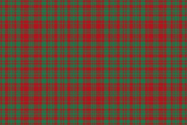 Vektör ekose desenli. Tartan kusursuz bir geçmişi var. Kumaş dokusu kırmızı ve yeşil renkli tekstil denetimi.