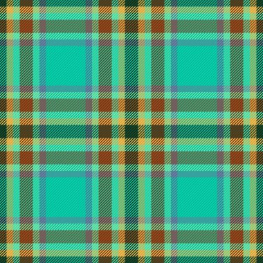 Ekose kumaş desenli. Vektör dokusu kontrolü. Tartan arka planı koyu ve sarı renklerde pürüzsüz..