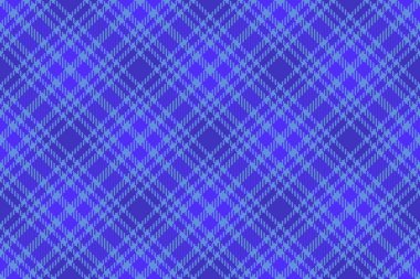 Kalıplı kumaş. Vektör geçmişi kontrolü. Mor ve mavi renklerde kusursuz desenli ekose kumaş..