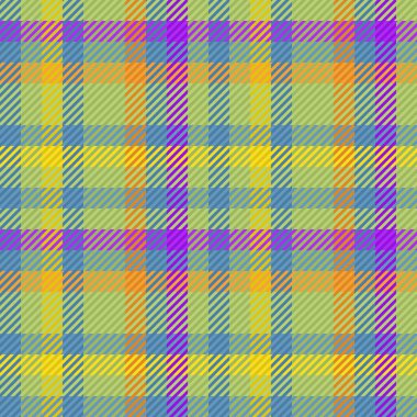 Kusursuz kumaş arka plan. Ekose tartan vektörü. Sarı ve turuncu renkli desen tekstil kontrolü.