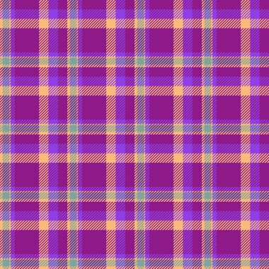 Kumaş pürüzsüz vektör. Ekose arka plan deseni. Tekstil dokusunu pastel ve turuncu renklerle kontrol et.
