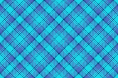 Tartanı kontrol et. Kumaş taşıyıcı tekstil. Mavi ve turkuaz renklerde ekosesiz arkaplan dokusu.