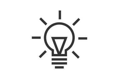 Elektrik ampul ikonu. Elektrik lambası sembolü. Vektör aydınlatma işareti tasarımı.