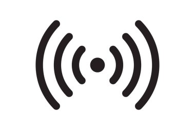 Wi-Fi sembolü sinyal bağlantısı. Kablosuz internet teknolojisi işareti. Wifi ağ iletişim simgesi. Radyo anten tasarımı.