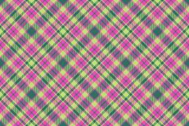 Ekose arka plan kumaşı. Vektörsüz tekstil. Pembe ve yeşil renklerde desen denetimi.
