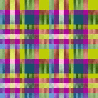 Tekstil kontrolü. Ekose kumaş desenli. Tartan, mavi ve sarı renklerde kusursuz arkaplan vektörü.