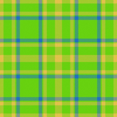 Kalıpları kontrol et. Kusursuz kumaş taşıyıcısı. Tekstil arkaplan dokusu sarı ve mavi renklerde tartan.