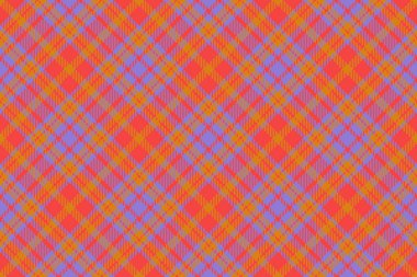 Kalıp vektör ekoseli. Tekstil arka planı kusursuz. Doku kumaşı turuncu ve kırmızı renklerde kontrol edildi.