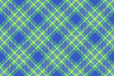 Kumaşsız ekose kumaş. Ekoseli tarama. Mavi ve yeşil renklerde doku desen vektörü.