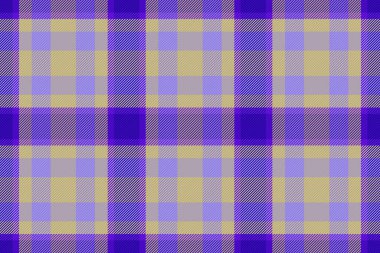 Kusursuz ekose kumaş. Doku kontrolü vektörü. Mor ve mavi renklerde kumaş arkaplan deseni tartan.