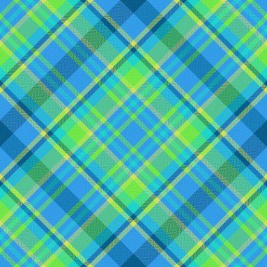 Tekstil dikişsiz kumaş. Arka plan vektörünü kontrol et Yeşil ve turkuaz renkli ekose desenli tartan..