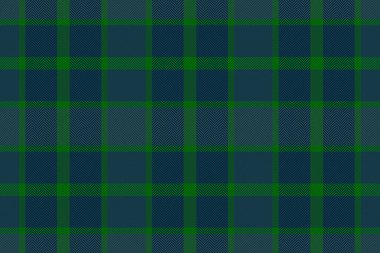 Ekose desenli kontrol. Vektör kumaşı pürüzsüz. Arkaplan tekstil deseni koyu ve yeşil renklerde.