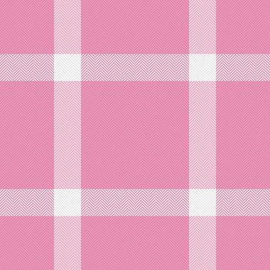 Ekose desensiz tekstil. Doku vektörünü kontrol et. Tartan arkaplan kumaş deseni kırmızı ve beyaz renklerde.