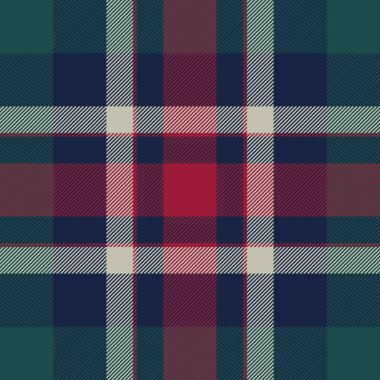 Örnek arka plan kumaşı. Tartan desenli ekose. Koyu ve pastel renklerde pürüzsüz tekstil vektörünü kontrol et.