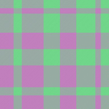 Kumaş tartan vektörü. Kusursuz arkaplan dokusu. Kalıpları kontrol et. Tekstil pembe ve yeşil renkli..