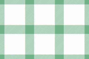 Tartan desenli kumaş. Özgeçmiş araştırması temiz. Yeşil ve beyaz renkli tekstil desenli ekose vektör.