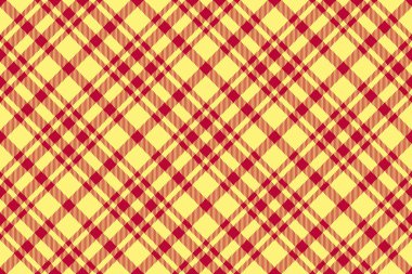 Tekstil vektörünü kontrol et. Kusursuz ekose kumaş. Arkaplan kumaş deseni sarı ve kırmızı renklerde.