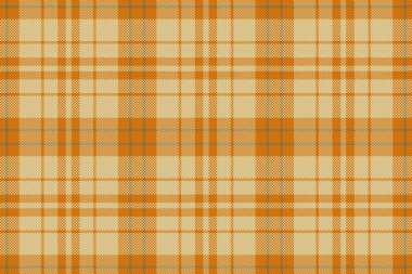 Vektör tekstil ekose. Tartan geçmişini kontrol et. Kalıplı kumaş. Sarı ve turuncu renklerde..