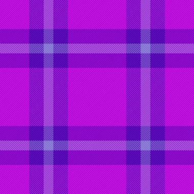 Ekose kumaşı kontrol et. Vektör dokusu kumaşı. Arkaplan desenli pembe ve mor renkli kumaş.