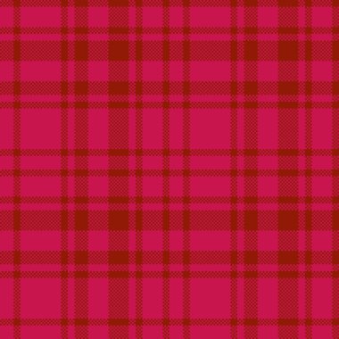 Kumaş tekstiline bak. Arka plan tartan vektörü. Ekose desen kırmızı renkte pürüzsüz..