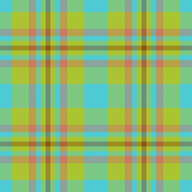 Arka planda pürüzsüz doku. Tekstil kumaş ekose. Turuncu ve turkuaz renklerde desen denetimi.