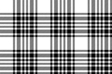 Ekoseli arka plan, kusursuz siyah beyaz desenleri kontrol et. Tekstil baskısı için vektör kumaş dokusu, ambalaj kağıdı, hediye kartı, duvar kağıdı düz tasarım.