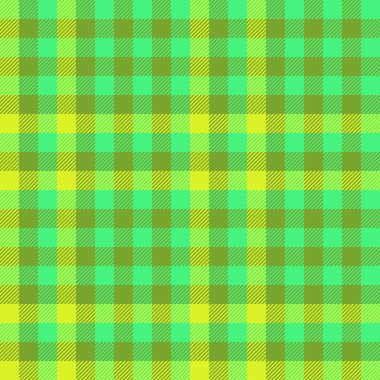 Plaid seamless pattern. Fabric check background. Texture vector tartan textile in yellow and green colors.