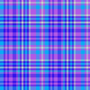 Vector texture fabric. Tartan pattern check. Background seamless textile plaid in turquoise and bright colors.