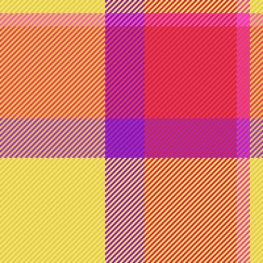 Vector fabric tartan. Pattern check plaid. Seamless texture textile background in yellow and pink colors.