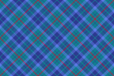 Check textile background. Seamless pattern texture. Plaid vector tartan fabric in red and blue colors.