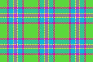 Plaid seamless background. Tartan check textile. Pattern texture fabric vector in green and bright colors.