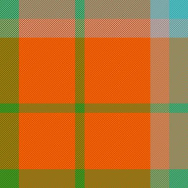 Pattern vector textile. Fabric plaid background. Check texture tartan seamless in green and orange colors.