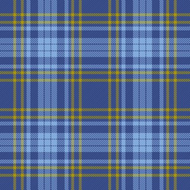 Vector textile tartan. Plaid seamless pattern. Fabric background check texture in yellow and blue colors.