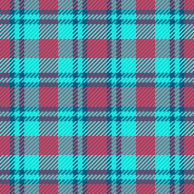 Check plaid background. Vector seamless fabric. Pattern textile tartan texture in turquoise and blue colors.