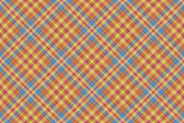 Vector pattern plaid. Seamless texture textile. Tartan background check fabric in blue and orange colors.