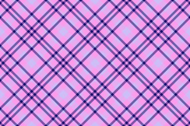 Texture textile pattern. Check vector plaid. Fabric tartan seamless background in blue and pink colors.