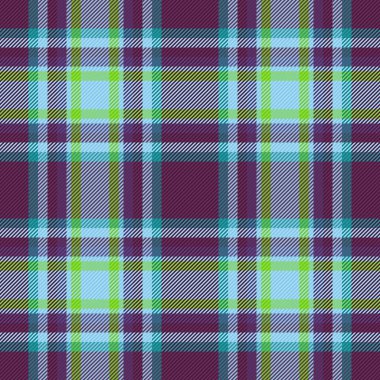 Plaid tartan textile. Fabric texture background. Seamless check pattern vector in turquoise and dark colors.